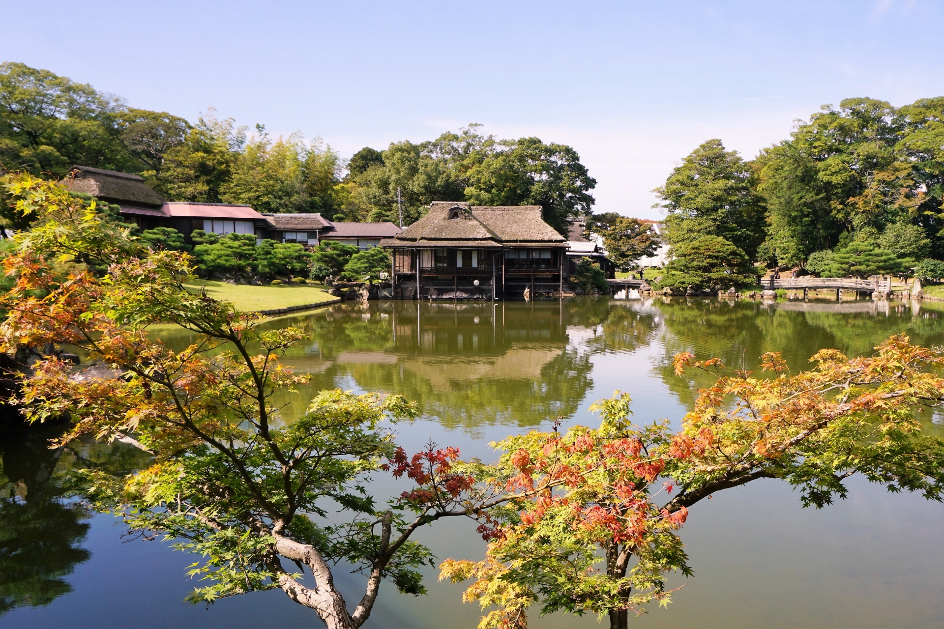 玄宮園から望む彦根城天守